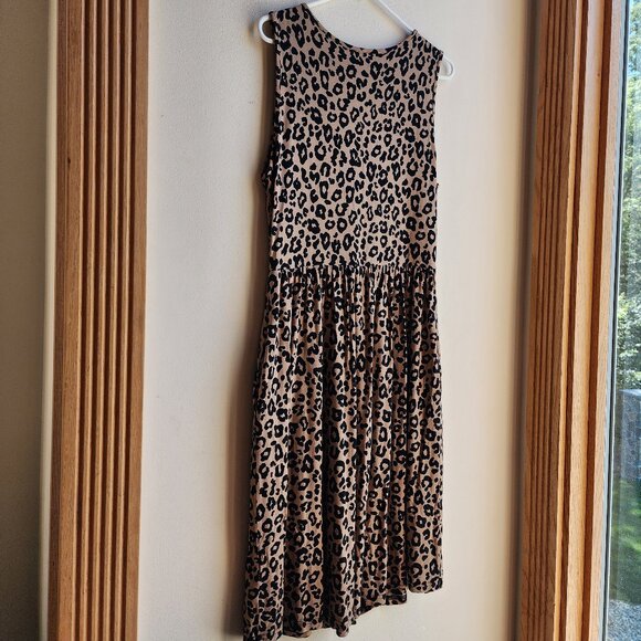 Niloufo Brown Leopard Print Sleeveless Stretchy Midi Sundress Size Large - Picture 9 of 14